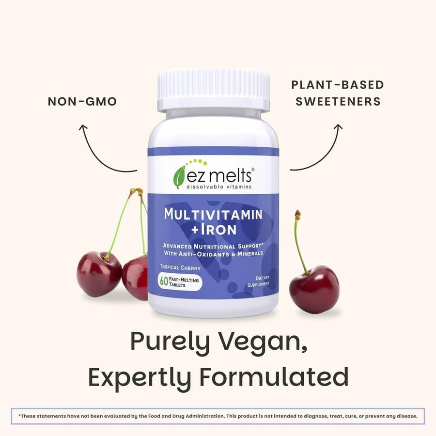 Multivitamine avec fer | Comprimés orodispersibles sans sucre | 60 comprimés