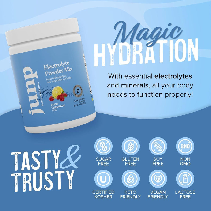Poudre d'électrolytes – Limonade aux baies | Zéro sucre, zéro glucides, mélange pour boisson électrolytique céto | 90 portions