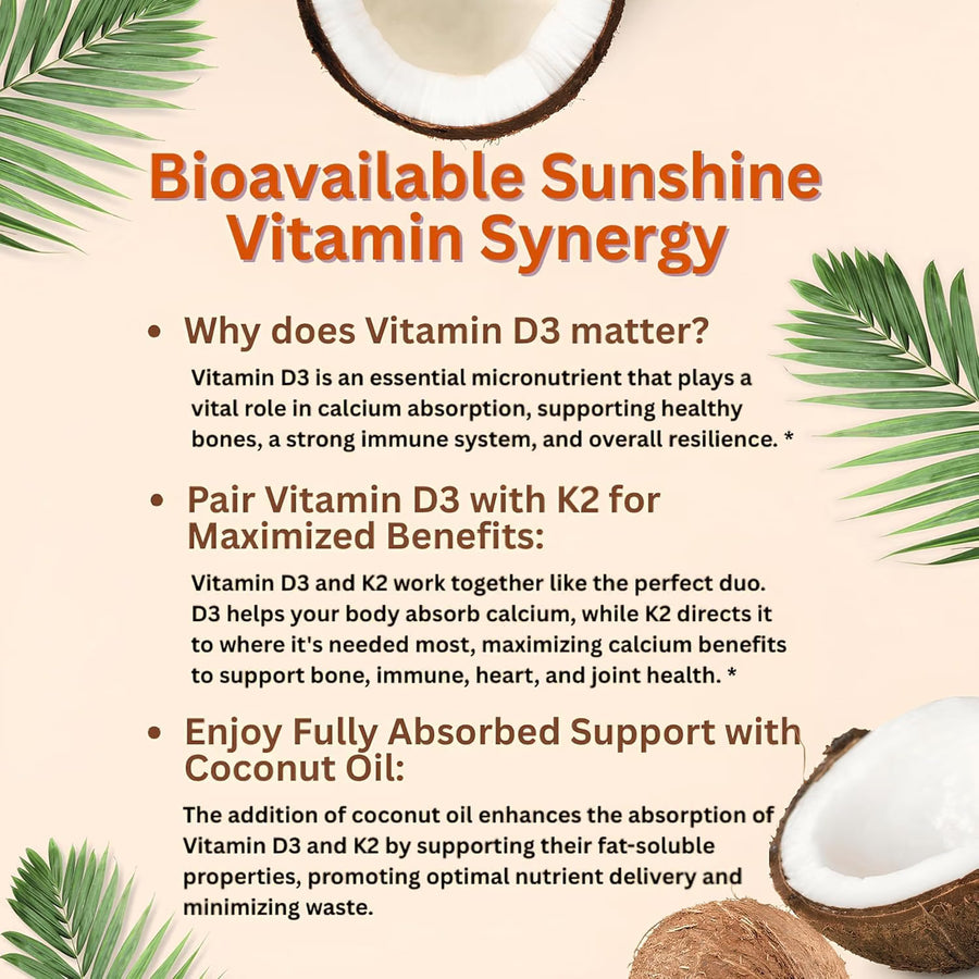 Vitamin D3 10,000 IU + K2 MK-7 200 mcg  | 300 Count