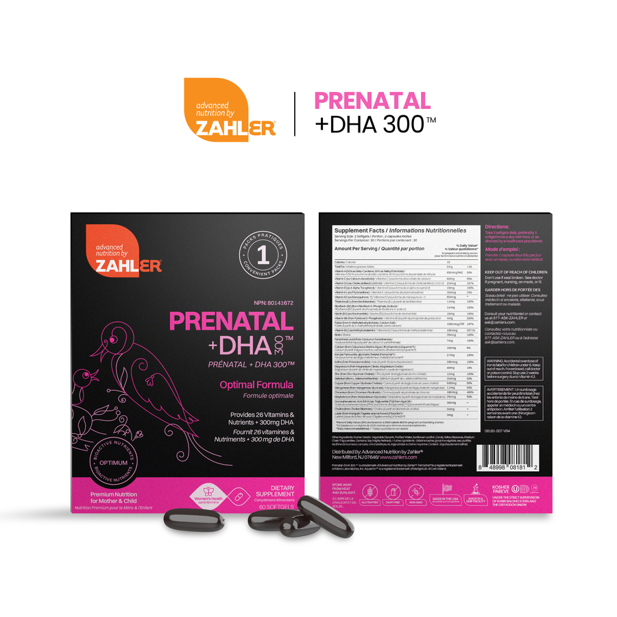 Zahler Prenatal + DHA 300 | 2 paquets : Nutrition avancée pour la maman et le bébé