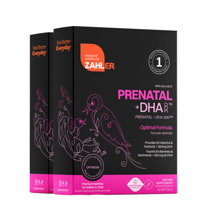 Zahler Prenatal + DHA 300 | 2 paquets : Nutrition avancée pour la maman et le bébé