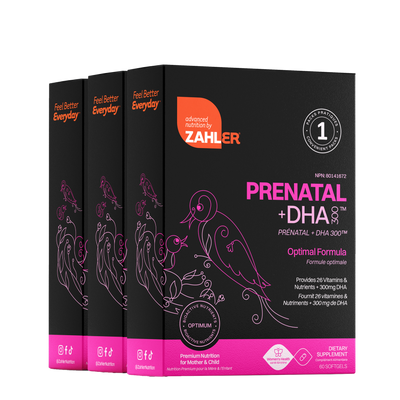 Zahler Prenatal + DHA 300 | 3 paquets : Nutrition avancée pour la maman et le bébé