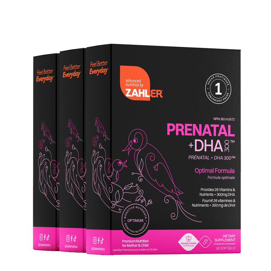 Zahler Prenatal + DHA 300 | 3 paquets : Nutrition avancée pour la maman et le bébé