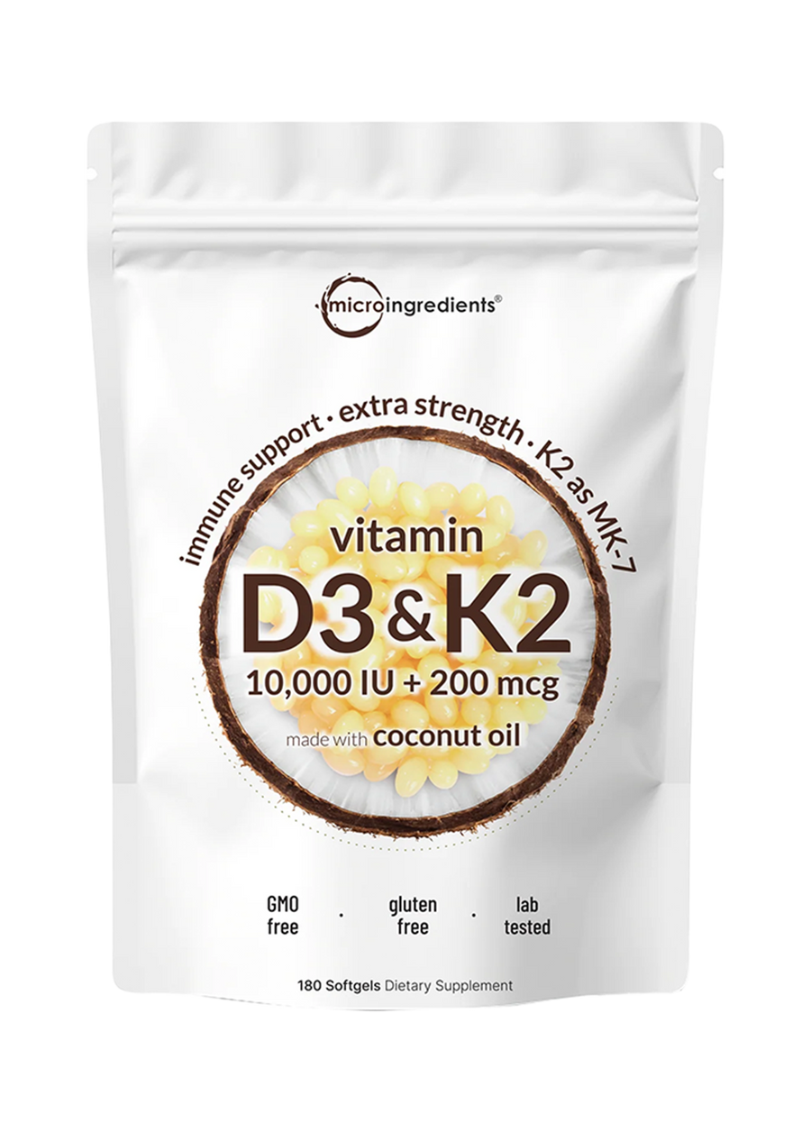 Vitamin D3 10,000 IU + K2 MK-7 200 mcg  | 300 Count